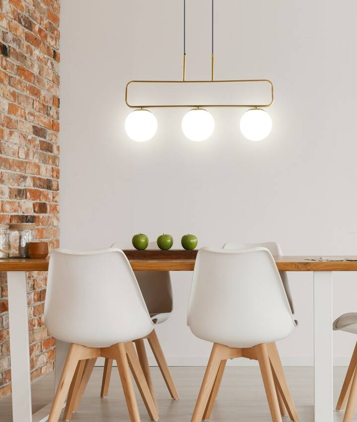 Lampa wisząca Jove potrójna kula biała nad stół metalowa szklana 3xG9