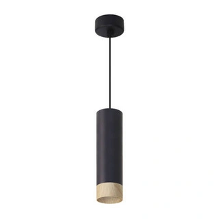 Lampa wisząca tuba Conti czarna drewniana GU10 pojedyncza