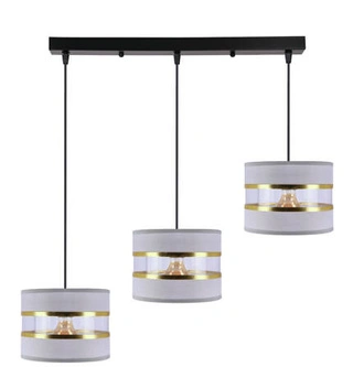 Lampa wisząca z abażurami Pandy czarna potrójna do salonu