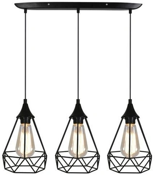 Lampa wisząca Graf czarna metalowa potrójna druciana do jadalni 3xE27