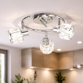 Dubai lampa sufitowa spirala chromowy 3x40W E14 klosz chromowy kryszt transp