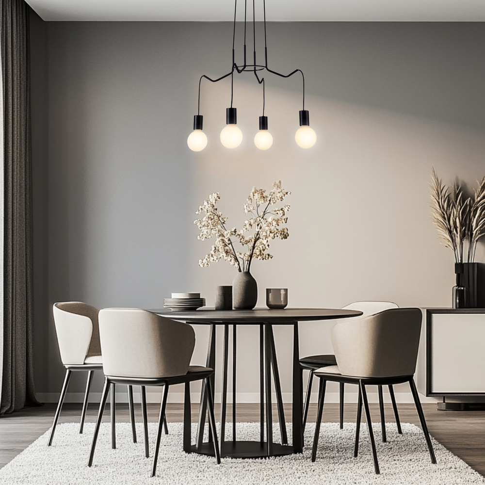 Lampa wisząca Basso czarna 4-płomienna do salonu i jadalni E27 Candellux