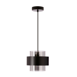 Lampa wisząca Spiega szklany klosz dymiony czarna do salonu E27 pojedyncza