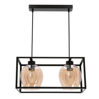 Lampa wisząca Sater z podwójnym szklanym kloszem do salonu czarno‑złota E27