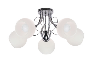 Lampa wisząca Fanta szklana z kloszami 5-punktowa srebrna do salonu