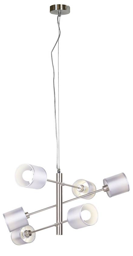 Lampa wisząca z abażurami Sax nowoczesna srebrna regulowana 6xE14