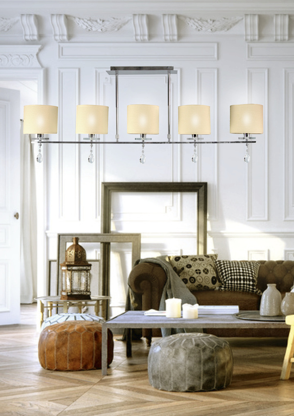 Lampa sufitowa Estera listwa z abażurami 5-punktowa do salonu