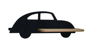 Kinkiet Car dziecięcy z półką LED zintegrowany czarny do pokoju dziecka