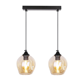 Lampa wisząca Aspa szklana podwójna do jadalni nad stół E27 czarno brązowa