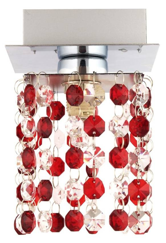 Lampa sufitowa chrom/czerwony kryształki G9 Classic 91-59102