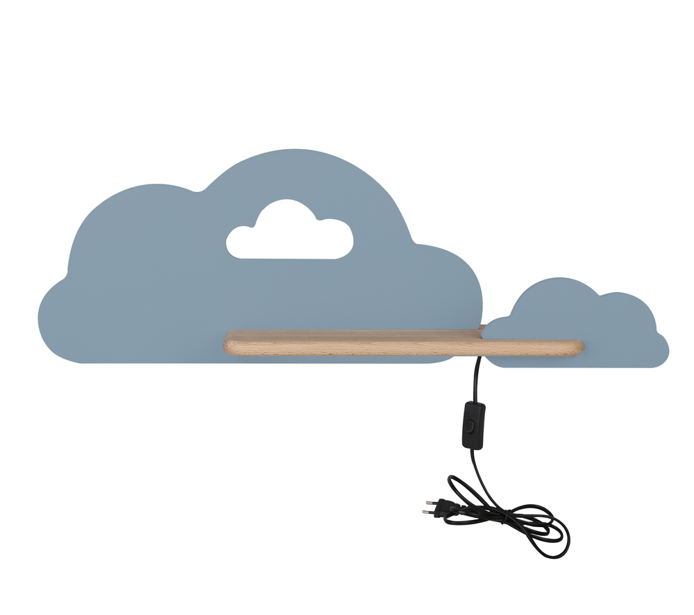 Kinkiet Cloud do pokoju dziecięcego chmurka z półką LED zintegrowany niebieski