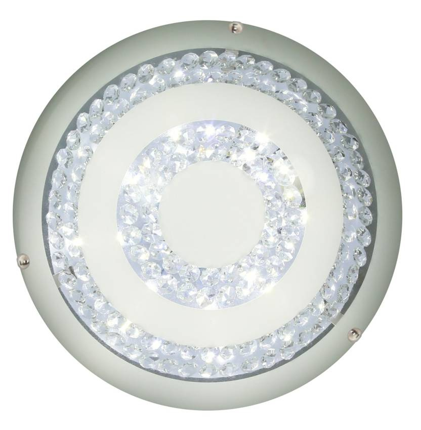 Plafon LED Monza okrągły szklany biały z kryształami 40 cm 4000K Candellux