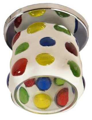 Oprawa stropowa okrągła biała w kolorowe kropki G4 do pokoju dziecięcego