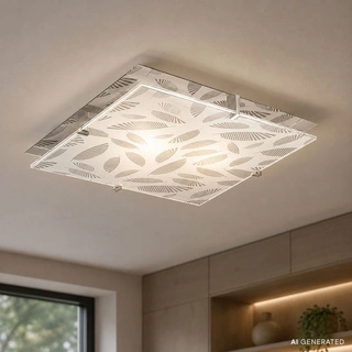 Plafon Fikus kwadratowy biało-srebrny 36x36 cm E27 Candellux
