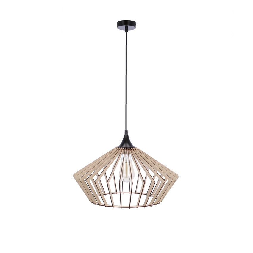Candellux Lighting ECO 3 LAMPA WISZĄCA 1X40 E27 ABAŻUR DREWNIANY