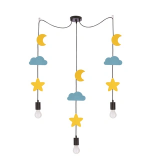 Lampa wisząca do pokoju dziecięcego Trio nocne niebo księżyc gwiazdki chmurki czarna E27