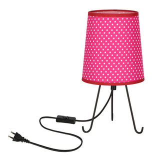 Lampka nocna Smally z abażurem różowym w kropki metalowa E14