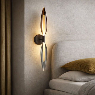 Kinkiet Nordic szklany szary dymiony i miedziany 2xG9 nowoczesny