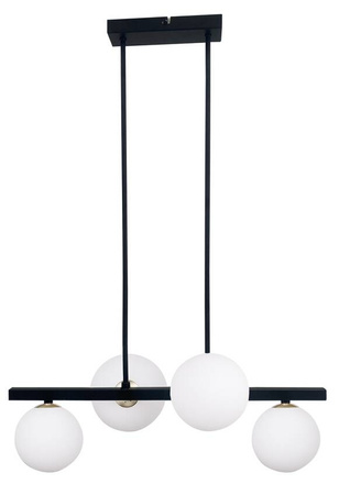 Lampa wisząca Kama kule szklane czarno-białe 4-płomienna nad stół do salonu