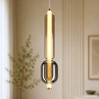 Lampa wisząca Kelly szklana tuba do salonu złota LED 8W 2700K 1 punkt światła