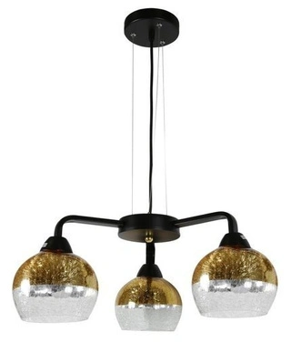 Lampa wisząca Cromina szklana potrójna kula czarno‑złota do salonu 3xE27