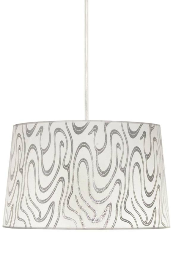 Lampa wisząca z abażurem Tiger biało-srebrna klasyczna E27 nad stół