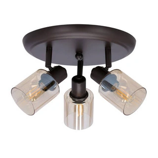 AGRA LAMPA SUFITOWA PLAFON BRUNATNY 3X40W E14 KLOSZ BURSZTYNOWY