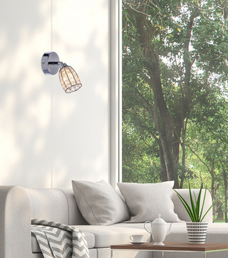 Kinkiet Shiba metalowy chromowy szklany do salonu 1xG9 bezbarwny klosz