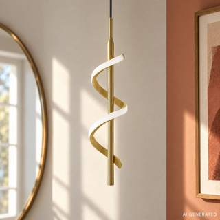 Lampa wisząca Sprait metalowa pojedyncza złota z led do salonu