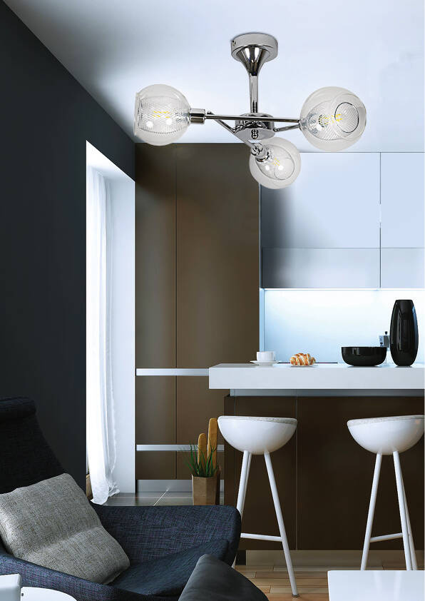 Lampa sufitowa Ozzo okrągła ze szklanymi kloszami 3-punktowa do salonu