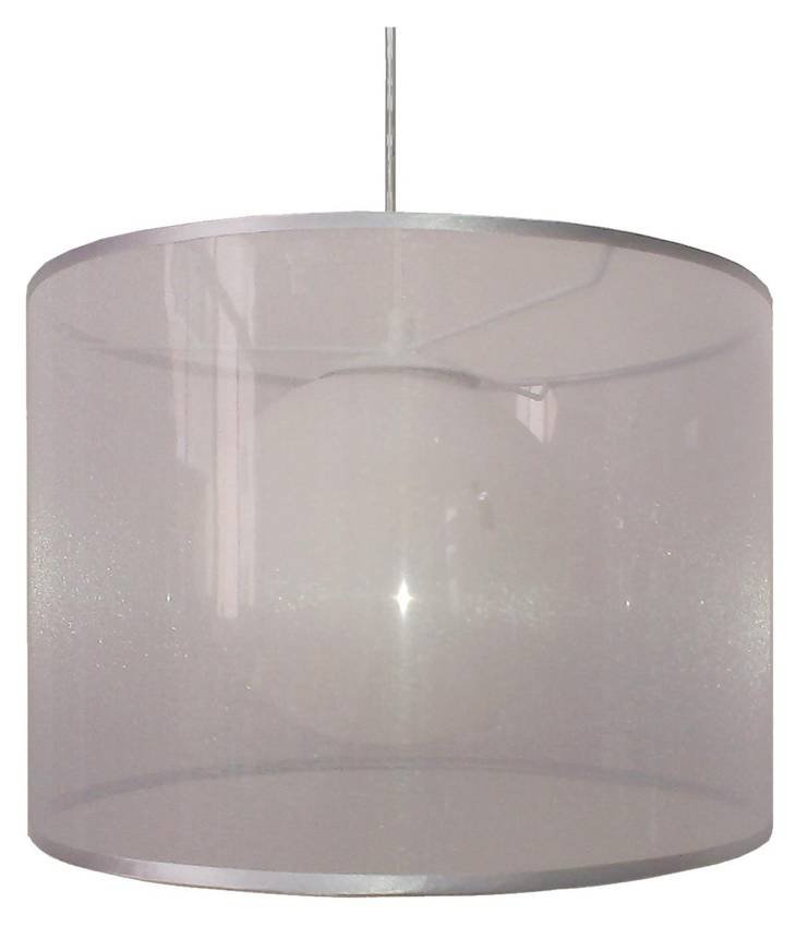 Lampa wisząca z abażurem Chicago srebrna nowoczesna pojedyncza E27