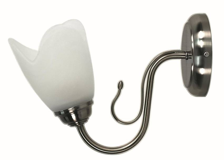 Kinkiet Niva szklany klasyczny do salonu srebrny 1xE27 lampa ścienna