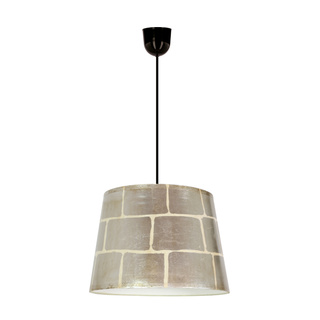 Lampa wisząca Americano z abażurem srebrna pojedyncza do salonu 35 cm