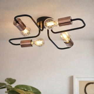 Lampa sufitowa Herpe okrągła 4-punktowa do salonu metalowa