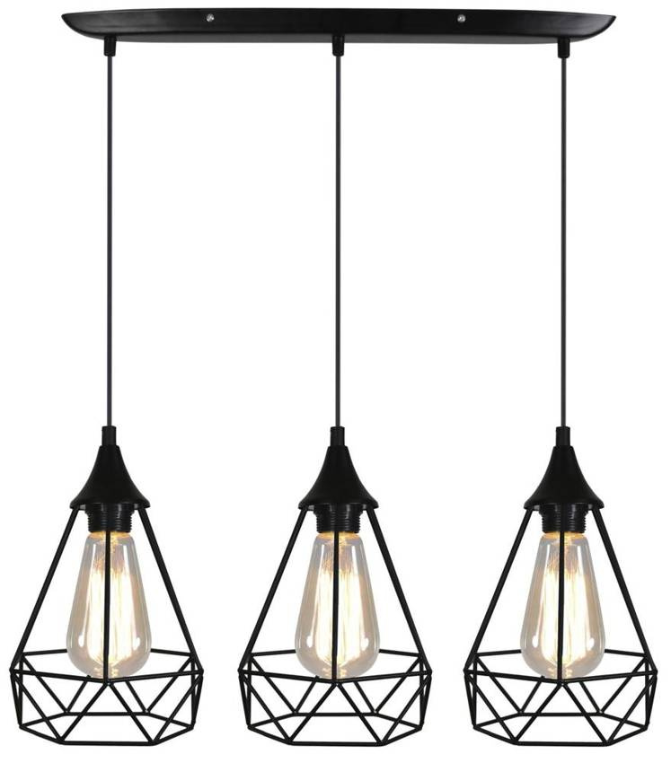 Lampa sufitowa wisząca czarna druciana 3x60W Ggraf Candellux w aranżacji