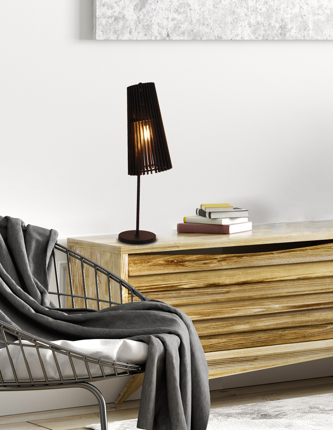 Lampka nocna Osaka Ledea drewniana czarna E27