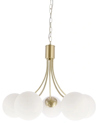 Lampa wisząca Dani kula do jadalni 5-płomienna mosiądz biały klosz E14