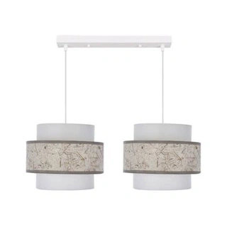 Calmi lampa wisząca biały 2x40w e27 abażur biały+beżowy