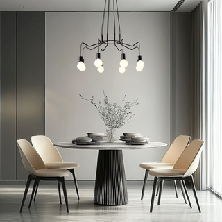 Lampa wisząca Basso czarna matowa 8-punktowa do salonu i jadalni E27