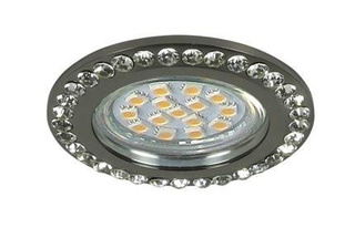 Oczko sufitowe okrągłe chrom z kryształkami Gu10 50W 230V dekoracyjne do salonu