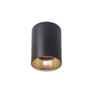 Lampa sufitowa tuba czarno‑złota metalowa pojedyncza GU10 natynkowa