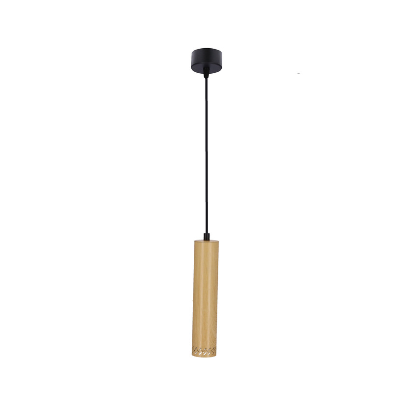 Lampa wisząca tuba Tubo czarna drewniana pojedyncza GU10 regulowana wysokość