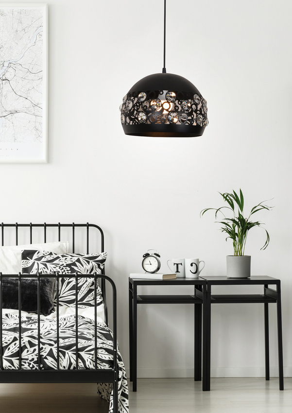 Lampa wisząca Jolina czarna kula metalowa pojedyncza do salonu E27