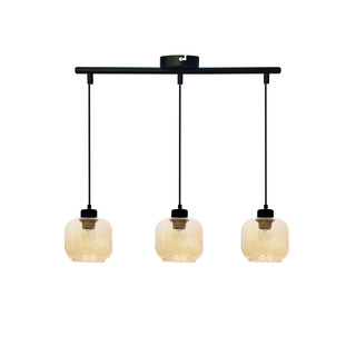 Lampa wisząca Marla potrójna z kloszami szklana czarna do salonu E27