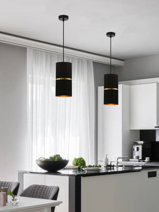 Lampa wisząca z abażurem Gina czarna do salonu i jadalni