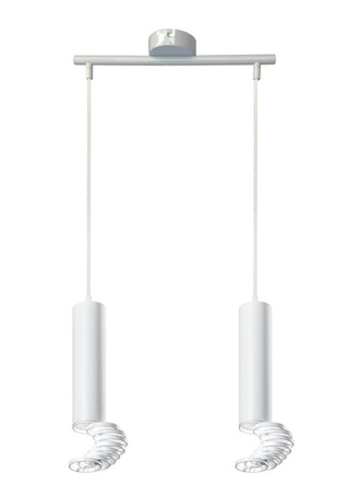 Lampa tuba wisząca biała podwójna metalowa 2xGU10