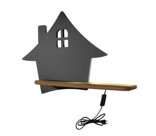 Kinkiet House dziecięcy z półką LED zintegrowany szary do pokoju dziecka