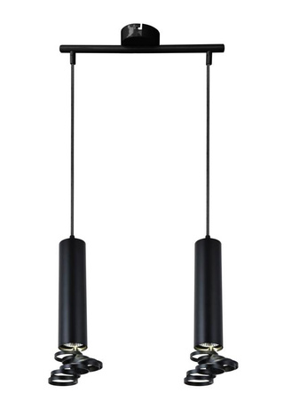 Lampa wisząca tuba podwójna czarna metalowa GU10 regulowana wysokość