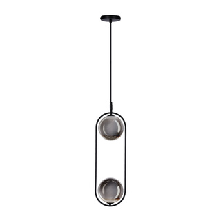 Lampa wisząca CORDEL elegancka - czarna z grafitowymi kloszami kulkami - minimalistyczne oświetlenie salonu 2x G9 LED