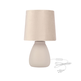 Lampka nocna Lilu ceramiczna z abażurem beżowa do sypialni na stolik nocny